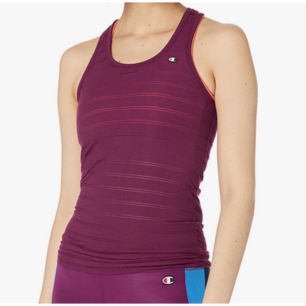 Champion Ribbed Textured Racerback Moisture Wicking Tank Top Sz Medium Purple